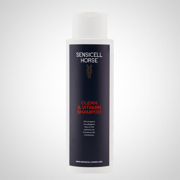 Flasche des SENSICELL HORSE Clean & Vitamin Shampoo für Pferde